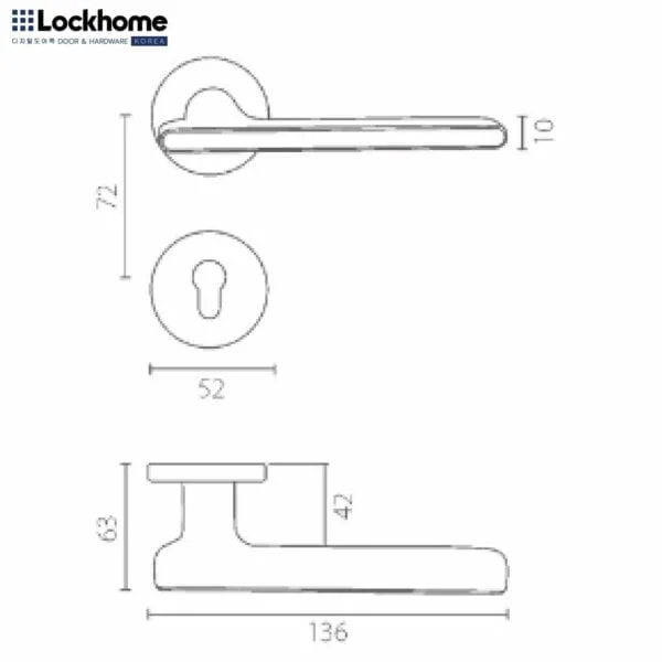 LOCKHOME ชุดมือจับก้านโยก สเตนเลส พร้อมมือจับก้านโยกและใส้กุญแจ ทรงเรียวยาว - Image 3
