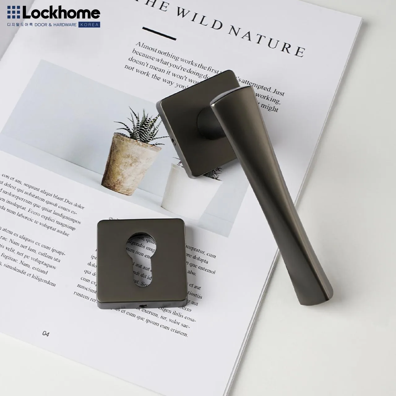 LOCKHOME ชุดมือจับก้านโยก สเตนเลส พร้อมมือจับก้านโยกและใส้กุญแจ ทรงเหลี่ยม ปลายเรียว - Image 3