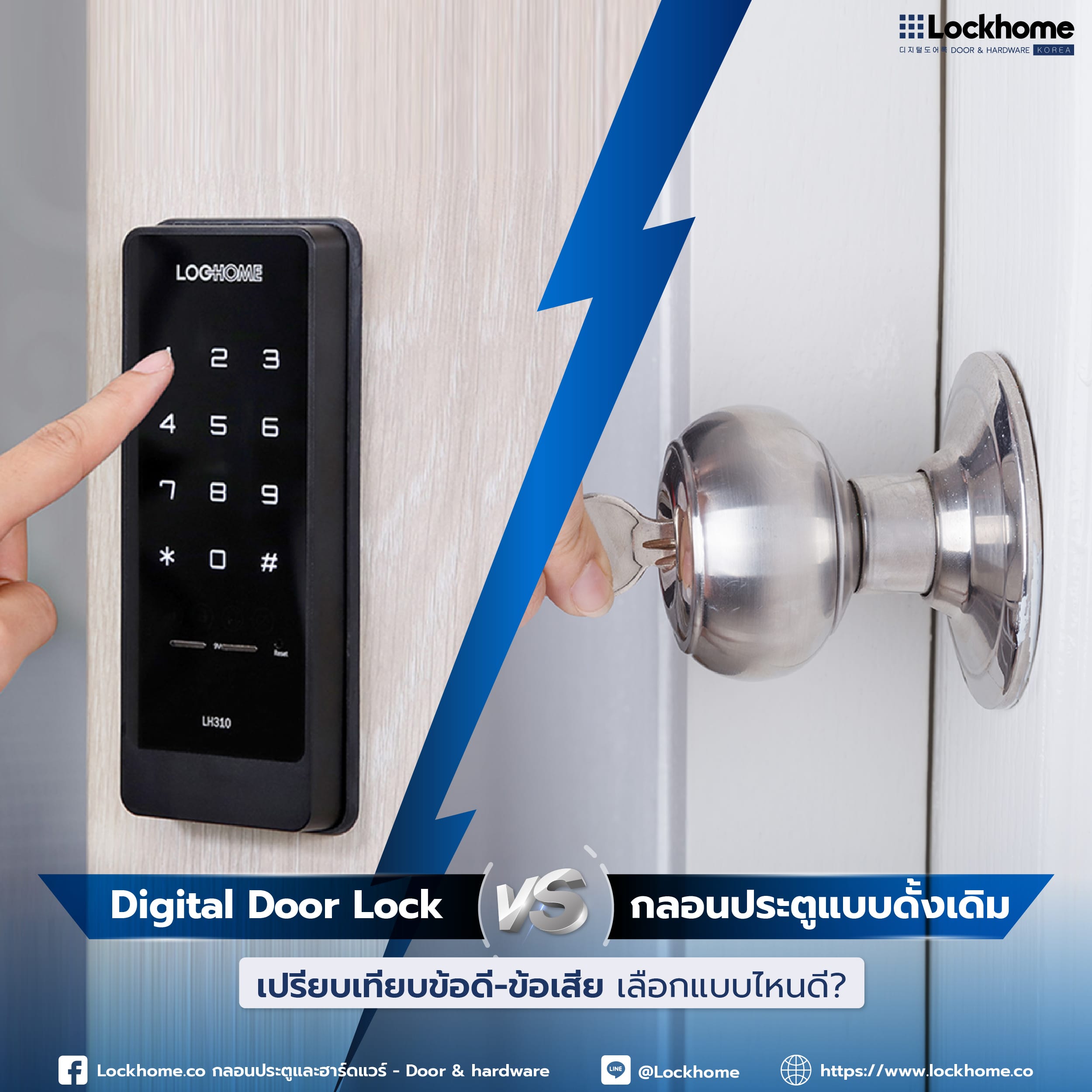 Digital Door Lock vs. กลอนประตูแบบดั้งเดิม: เปรียบเทียบข้อดี-ข้อเสีย เลือกแบบไหนดี?