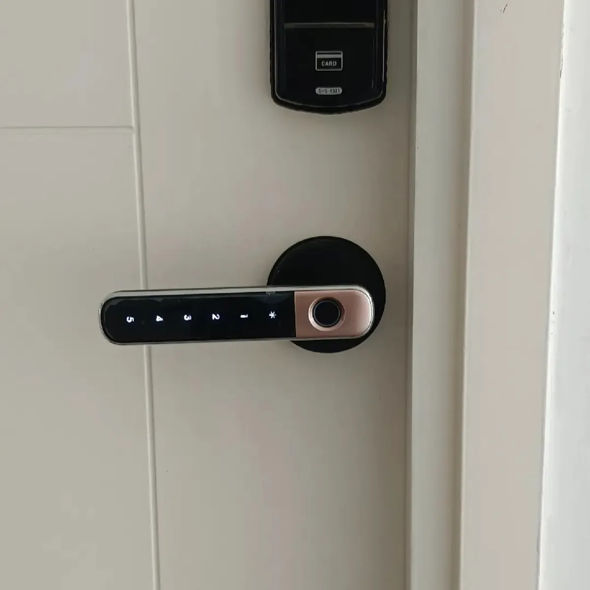 กลอนประตูดิจิตอล WoodyLock รุ่นก้านโยก