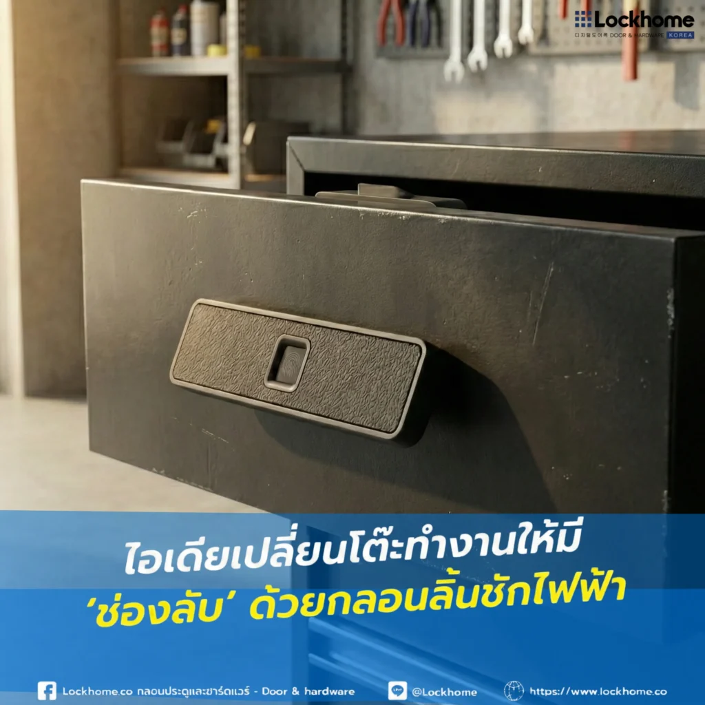 เปลี่ยนโต๊ะทำงานธรรมดาให้มี ช่องลับ สุดเท่แบบในหนังสายลับ! ด้วย กลอนลิ้นชักไฟฟ้า จาก Lockhome ซ่อนของมีค่าเอกสารลับ ไร้รูกุญแจ สั่งงานผ่านคีย์การ์ดหรือสแกนนิ้ว