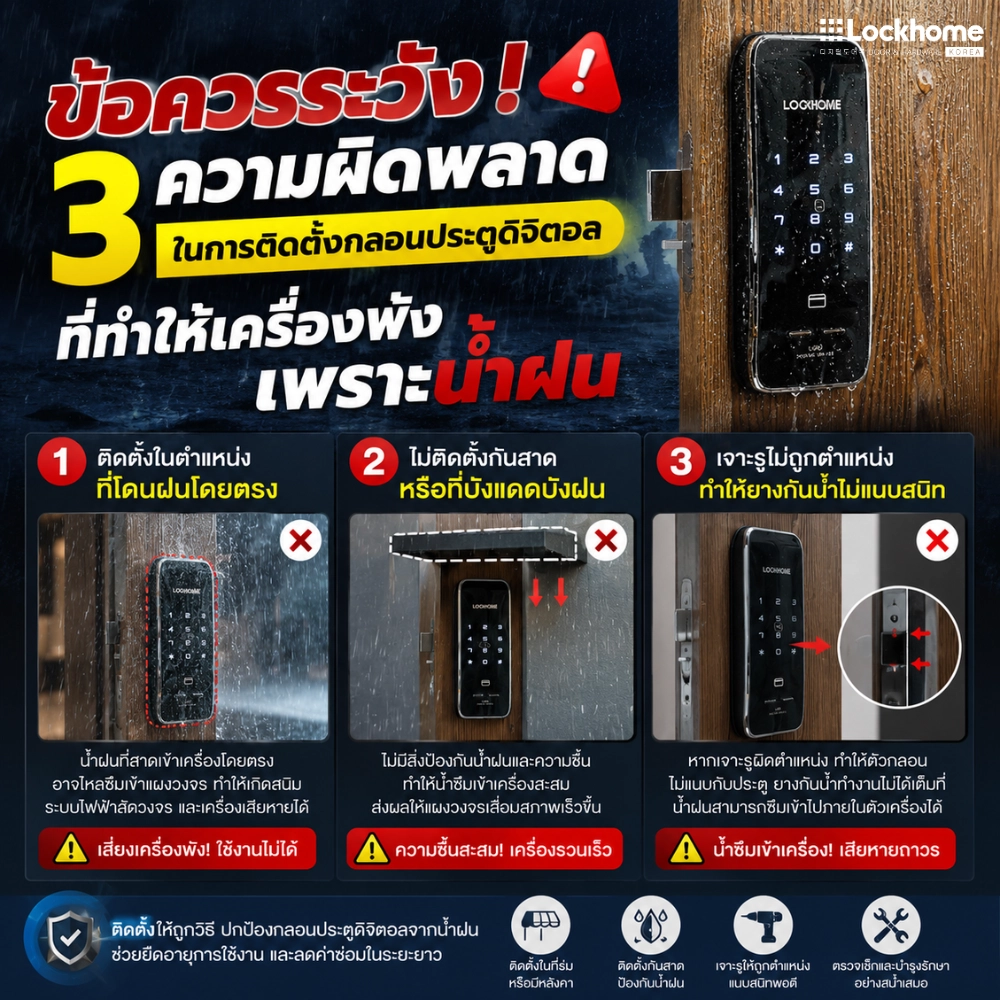 ความผิดพลาด  ติดตั้ง กลอนประตูดิจิตอล
