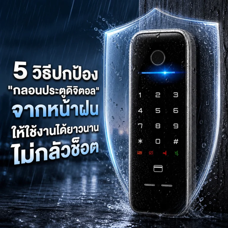 5 วิธีปกป้อง “กลอนประตูดิจิตอล” จากหน้าฝน ให้ใช้งานได้ยาวนานไม่กลัวช็อต 