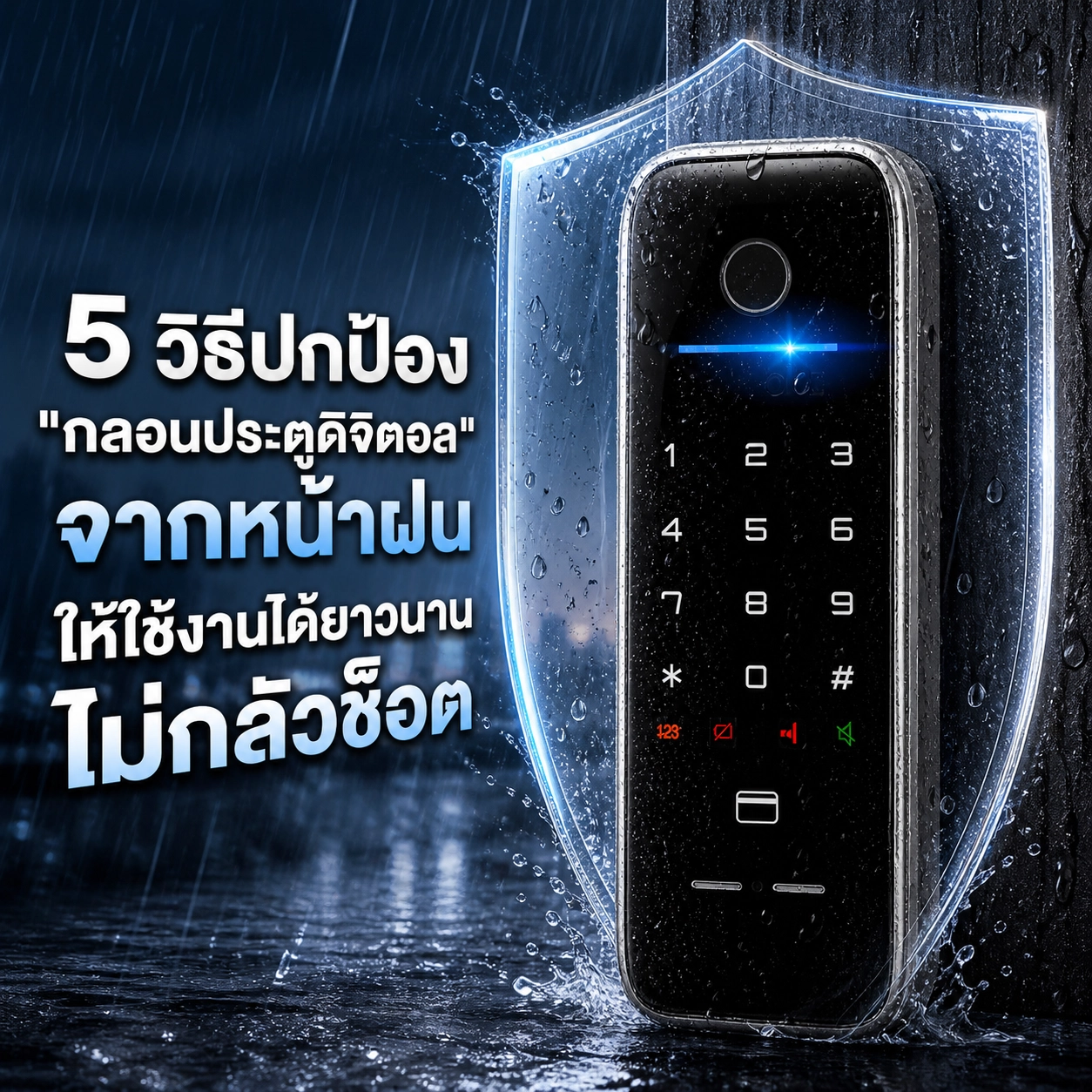 5 วิธีปกป้อง "กลอนประตูดิจิตอล" จากหน้าฝน ให้ใช้งานได้ยาวนานไม่กลัวช็อต
