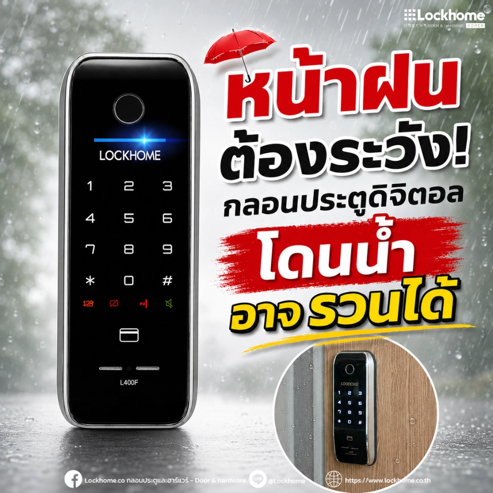 หน้าฝนต้องระวัง! กลอนประตูดิจิตอล โดนน้ำอาจรวนได้