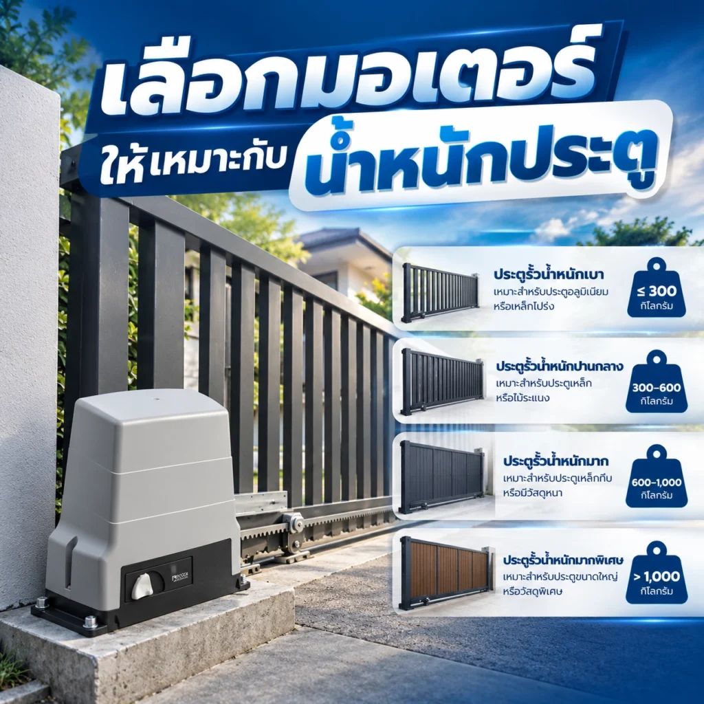 เลือกมอเตอร์ให้เหมาะกับน้ำหนักประตู